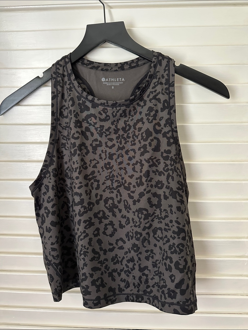 Athleta Black and Charcoal Leopard-Print Tank
